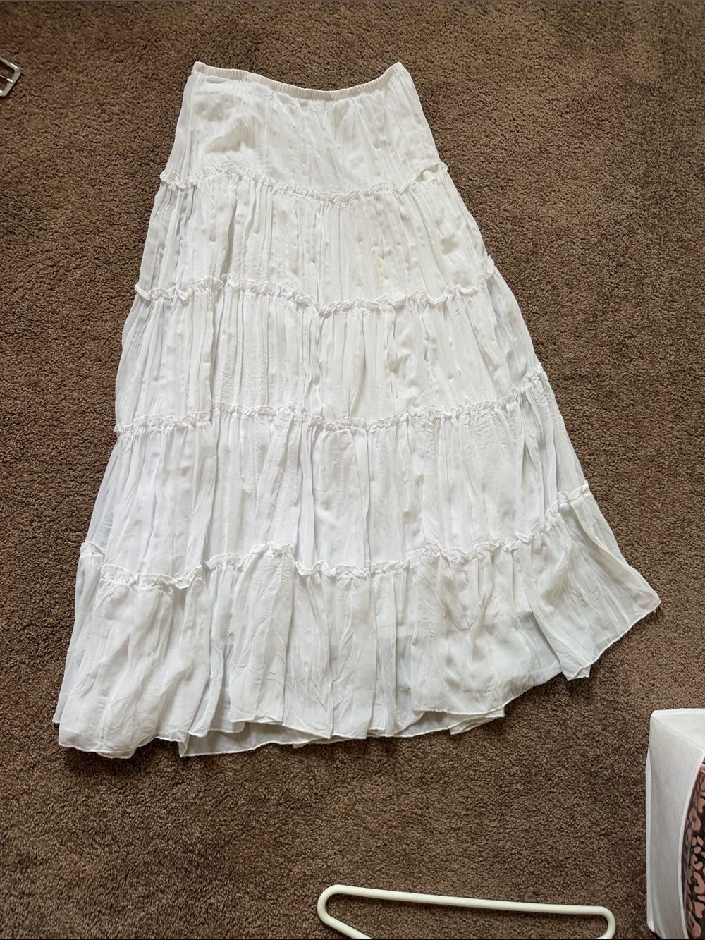 Body Central White Tiered Boho Maxi Skirt